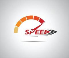 Geschwindigkeit, Vektor-Logo-Rennereignis, mit den Hauptelementen des Modifikations-Geschwindigkeitsmessers