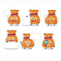 Orange Süßigkeiten Sack Karikatur Charakter bringen Information Tafel vektor