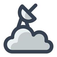 klimatologi, meteorologi, observatorium symbol. moln med satellit antenn ikon. väder, prognos tecken vektor