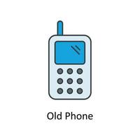 gammal telefon vektor fylla översikt ikoner. enkel stock illustration stock