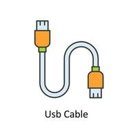 USB Kabel Vektor füllen Gliederung Symbole. einfach Lager Illustration Lager