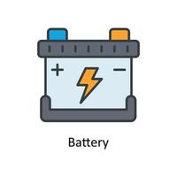 Batterie Vektor füllen Gliederung Symbole. einfach Lager Illustration Lager