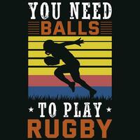 Rugby spielen Grafik Jahrgänge T-Shirts Design vektor