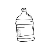 klotter ikon stor stor plast vatten flaska burk med hantera 5 liter svart och vit klämma konst enda behållare piktogram vektor