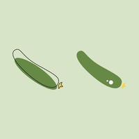 zucchini vektor illustration. gurka översikt grön Färg ikon, översikt linjär tecken isolerat på grön bakgrund