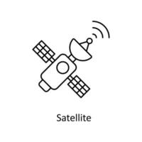 Satellit Vektor Gliederung Symbole. einfach Lager Illustration Lager