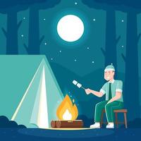 camping i bergskogen vektor