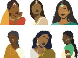 afrikansk amerikan kvinnor med annorlunda frisyrer. uppsättning av vektor illustrationer.