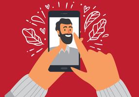Selfie Man På Smartphone vektor
