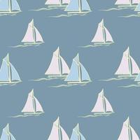 segelbåt och Vinka. sömlös mönster med tecknad serie båtar. vektor textur.