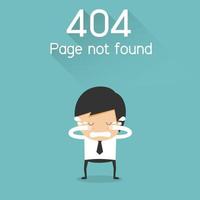 404 Fehlerseite nicht gefunden. Geschäftsmann weinendes Konzept. Vektorillustration