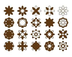 blommig ikoner. en uppsättning av olika blommor, som väl som geometrisk former av blommig element. för din hemsida, broschyr eller social media posta. vektor illustration.