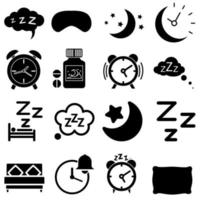 sömn vektor ikoner uppsättning. rekreation illustration tecken samling. natt symbol.