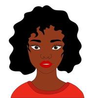 svart kvinna. vektor illustration av en svart flicka med lockigt hår. affisch, vykort, avatar.