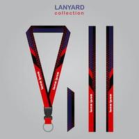 rot Blau Linie Lanyard Vorlage einstellen vektor