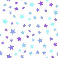 nahtlos wiederholen Muster von Blau, lila und Türkis Sterne auf Weiß Hintergrund zum Stoff, Textil, Papiere und andere verschiedene Oberflächen vektor