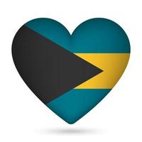 Bahamas Flagge im Herz Form. Vektor Illustration.