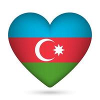 Aserbaidschan Flagge im Herz Form. Vektor Illustration.