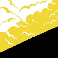 svart diagonal landa linje med gul och vit moln dekoration isolerat på fyrkant mall vektor
