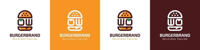 Brief ow und wo Burger Logo, geeignet zum irgendein Geschäft verbunden zu Burger mit ow oder wo Initialen. vektor