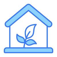 löv växt med Hem betecknar begrepp ikon av eco hus, växthus vektor