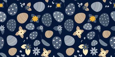 retro nahtlos Hintergrund von Ostern Eier und Blumen und Muschi Weide vektor