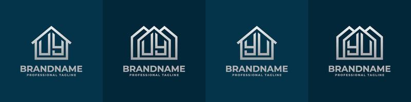 Brief uy und du Zuhause Logo Satz. geeignet zum irgendein Geschäft verbunden zu Haus, echt Anwesen, Konstruktion, Innere mit uy oder du Initialen. vektor