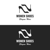 hand dragen elegant och lyx hög häl kreativ kvinnors skor kreativ logotyp design. mall för företag, kvinnors sko affär, mode, skönhet. vektor