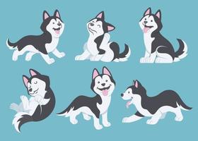 husky dog cartoon set vektor