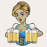 Oktoberfest Dame mit das Bier vektor