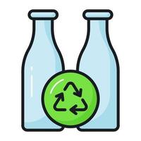 Recycling Zeichen mit Flaschen zeigen Konzept von Flaschen Recycling im modisch Stil vektor