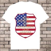 minnesmärke dag t-shirt vektor illustration, USA flagga