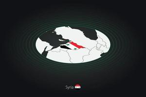 Syrien Karte im dunkel Farbe, Oval Karte mit benachbart Länder. vektor