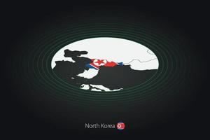 Norden Korea Karte im dunkel Farbe, Oval Karte mit benachbart Länder. vektor