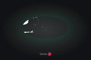 Samoa Karte im dunkel Farbe, Oval Karte mit benachbart Länder. vektor