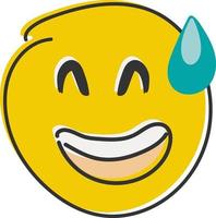 Lachen lächelnd Emoji Gesicht. eben Stil, Hand zeichnen Emoticon. vektor