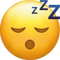 Schlafen Emoji. Schnarchen Emoticon, zzz Gelb Gesicht mit geschlossen Augen vektor