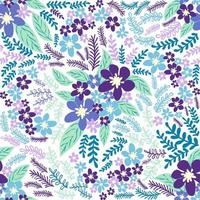 Fantasie nahtlos Blumen- Muster mit Blau, azurblau, tsmann, Lavendel Blumen und Blätter. elegant Vorlage zum Mode vektor