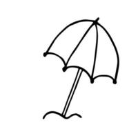 Vektor von Strand Regenschirm Symbol. Gekritzel einfach Illustration. Vektor Sommer Illustration.