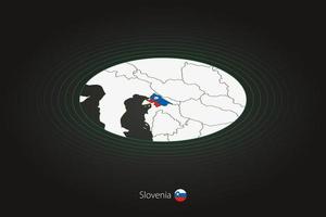 Slowenien Karte im dunkel Farbe, Oval Karte mit benachbart Länder. vektor