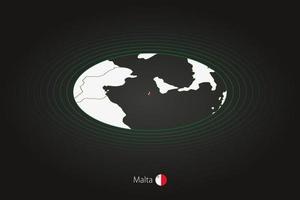 Malta Karte im dunkel Farbe, Oval Karte mit benachbart Länder. vektor