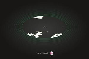 Färöer Inseln Karte im dunkel Farbe, Oval Karte mit benachbart Länder. vektor