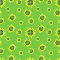 vektor illustration sömlös mönster av stiliserade solros på grön bakgrund