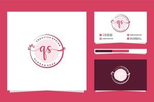 första qs feminin logotyp samlingar och företag kort mall premie vektor