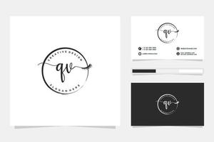 första qv feminin logotyp samlingar och företag kort mall premie vektor