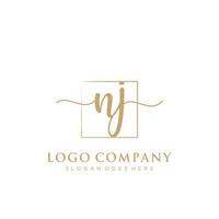 första nj feminin logotyp samlingar mall. handstil logotyp av första signatur, bröllop, mode, smycken, boutique, blommig och botanisk med kreativ mall för några företag eller företag. vektor