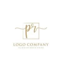 första pr feminin logotyp samlingar mall. handstil logotyp av första signatur, bröllop, mode, smycken, boutique, blommig och botanisk med kreativ mall för några företag eller företag. vektor