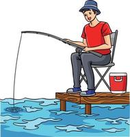 fiskare yrke färgad tecknad serie illustration vektor