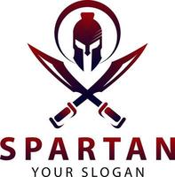 spartansk hjälm logotyp med svärd och spjut, vektor logotyp