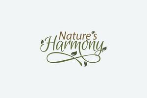 naturens harmoni logotyp med en kombination av skön naturens harmoni text och blommig element. vektor